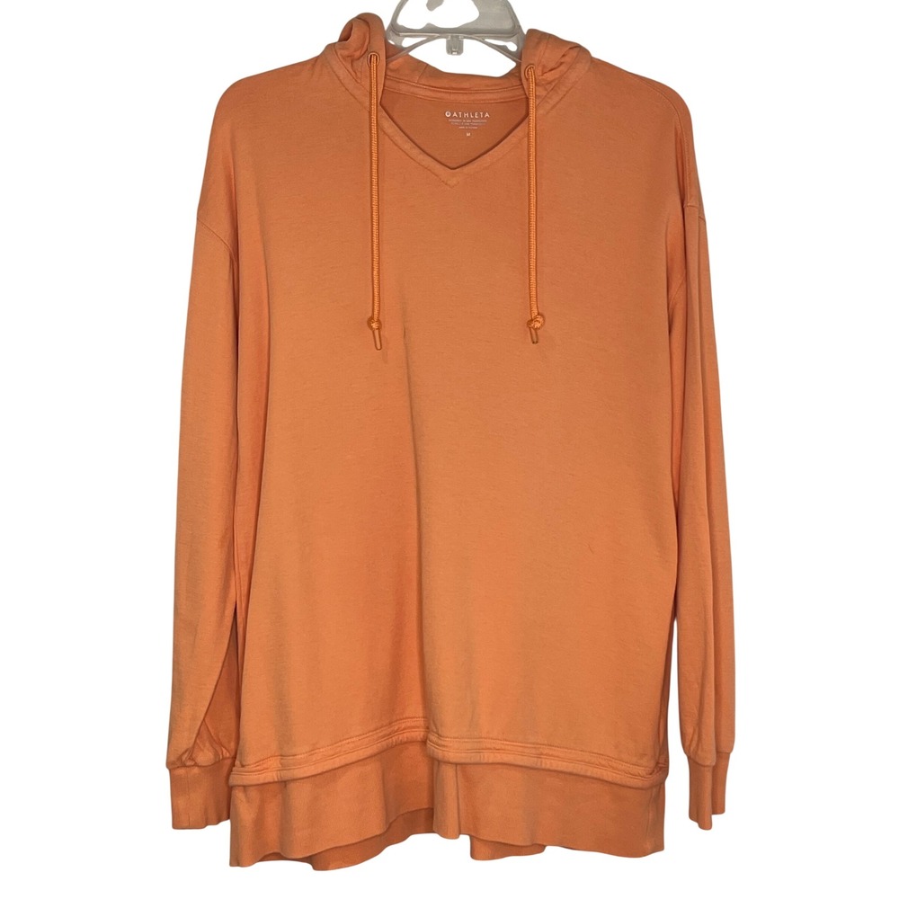 Athleta Sundown Alliance Hoodie Orange V-Neck Pullover Sweatshirt S/986992-02 M